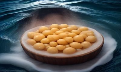 哺乳期妈妈在厨房准备鲫鱼豆腐汤等催乳食物，画面生活气息浓厚，低饱和暖调